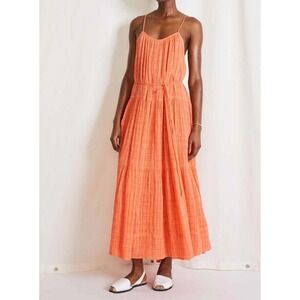 APIECE APART Saluda Orange Gauze Tiered Maxi Dress Size L NWT